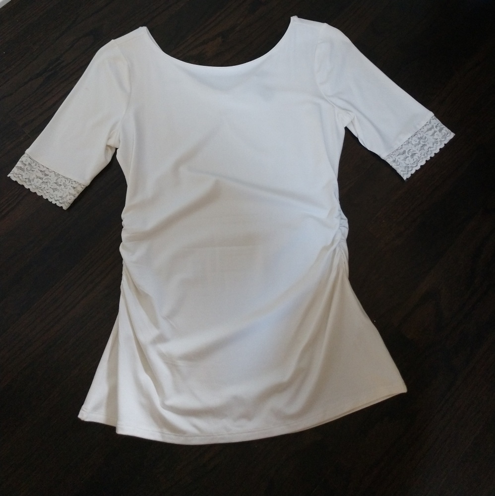 White House Black Market Lace Sleeve Dress Shirt